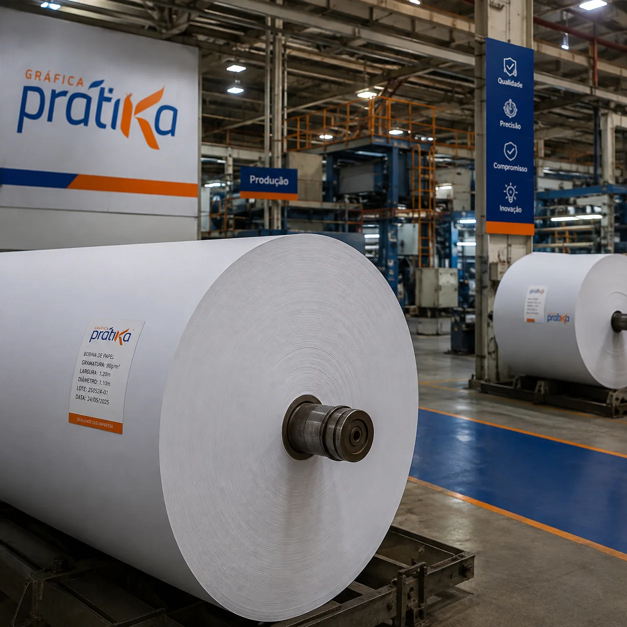 Ambiente de produção de papel da Gráfica Prátika